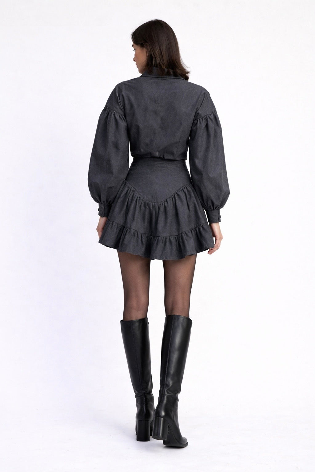 Erica Button Up Ruffle Skirt Set