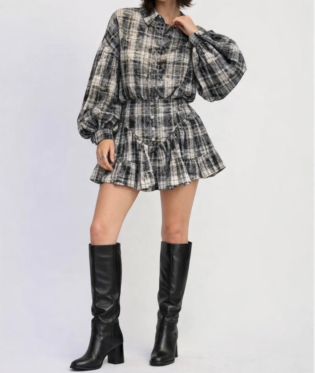 Erica Button Up Ruffle Skirt Set