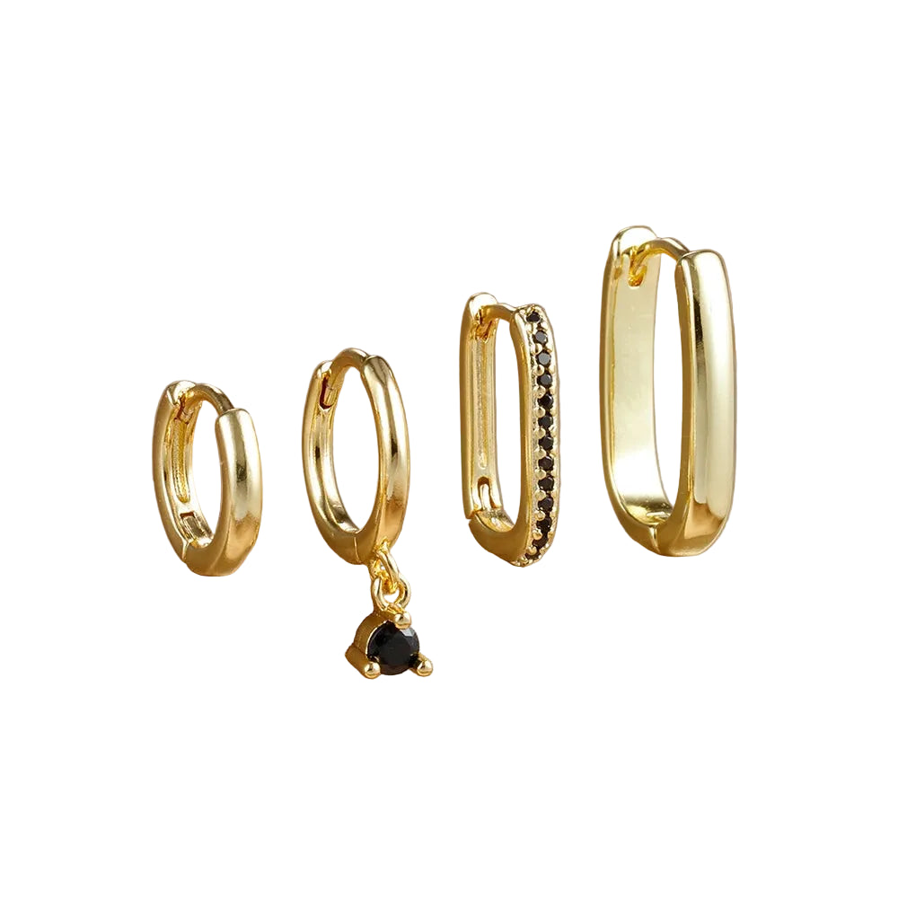 4pcs Gold Plated Hoop Set
