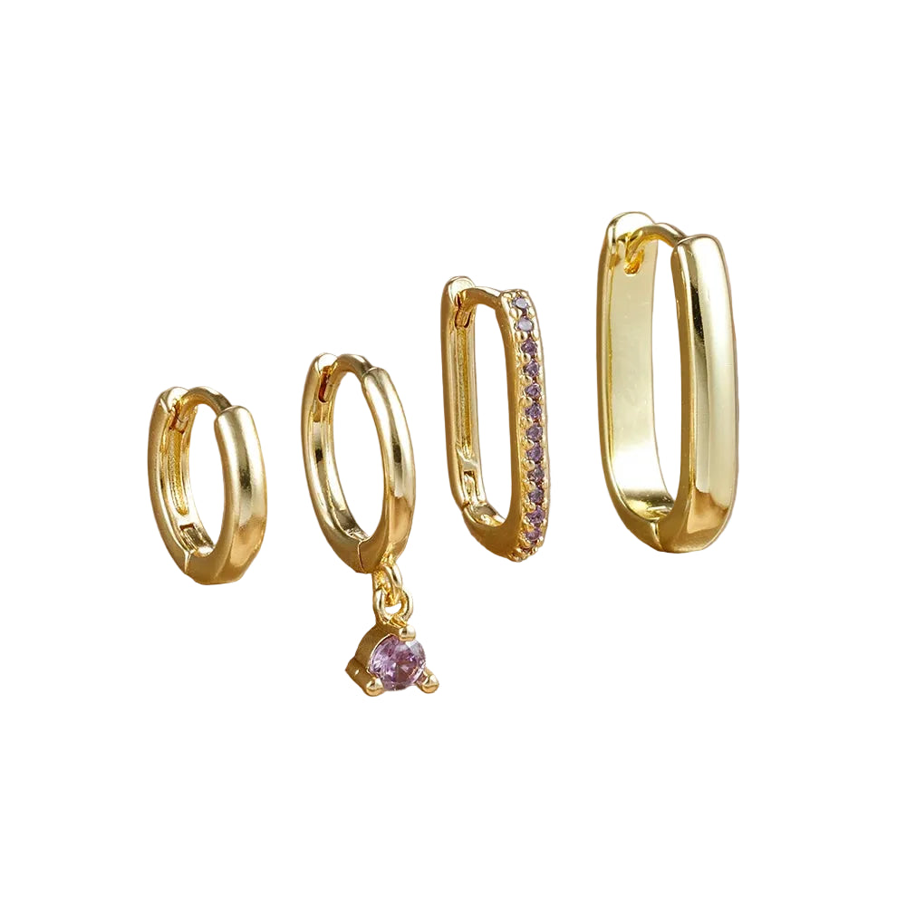 4pcs Gold Plated Hoop Set