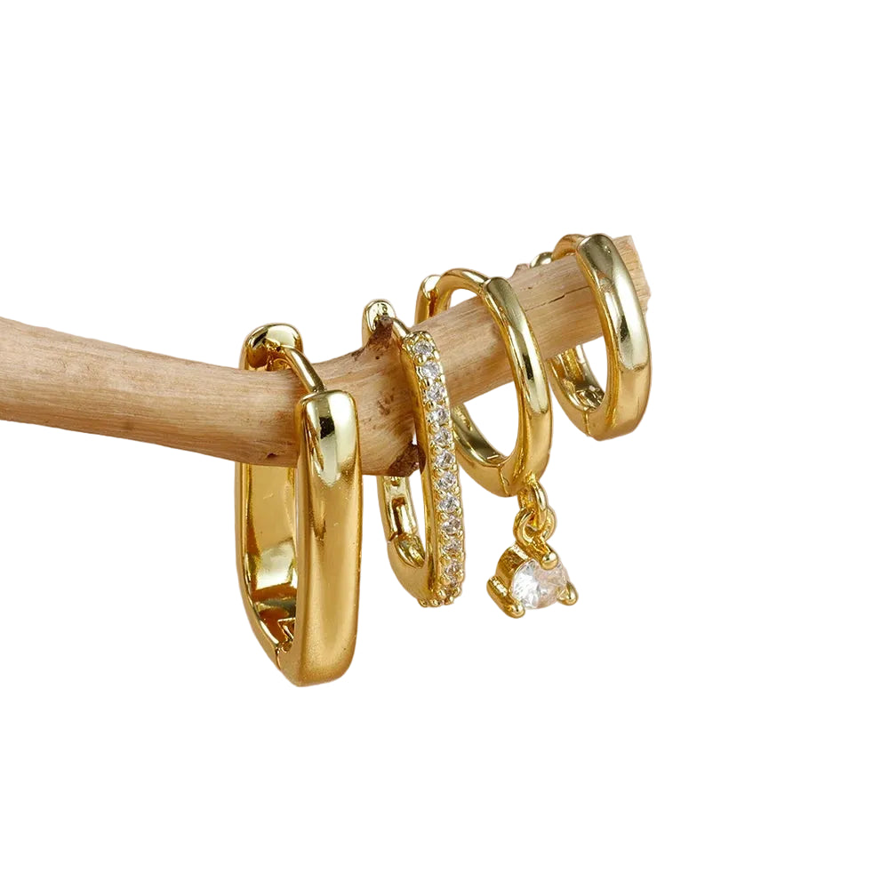 4pcs Gold Plated Hoop Set