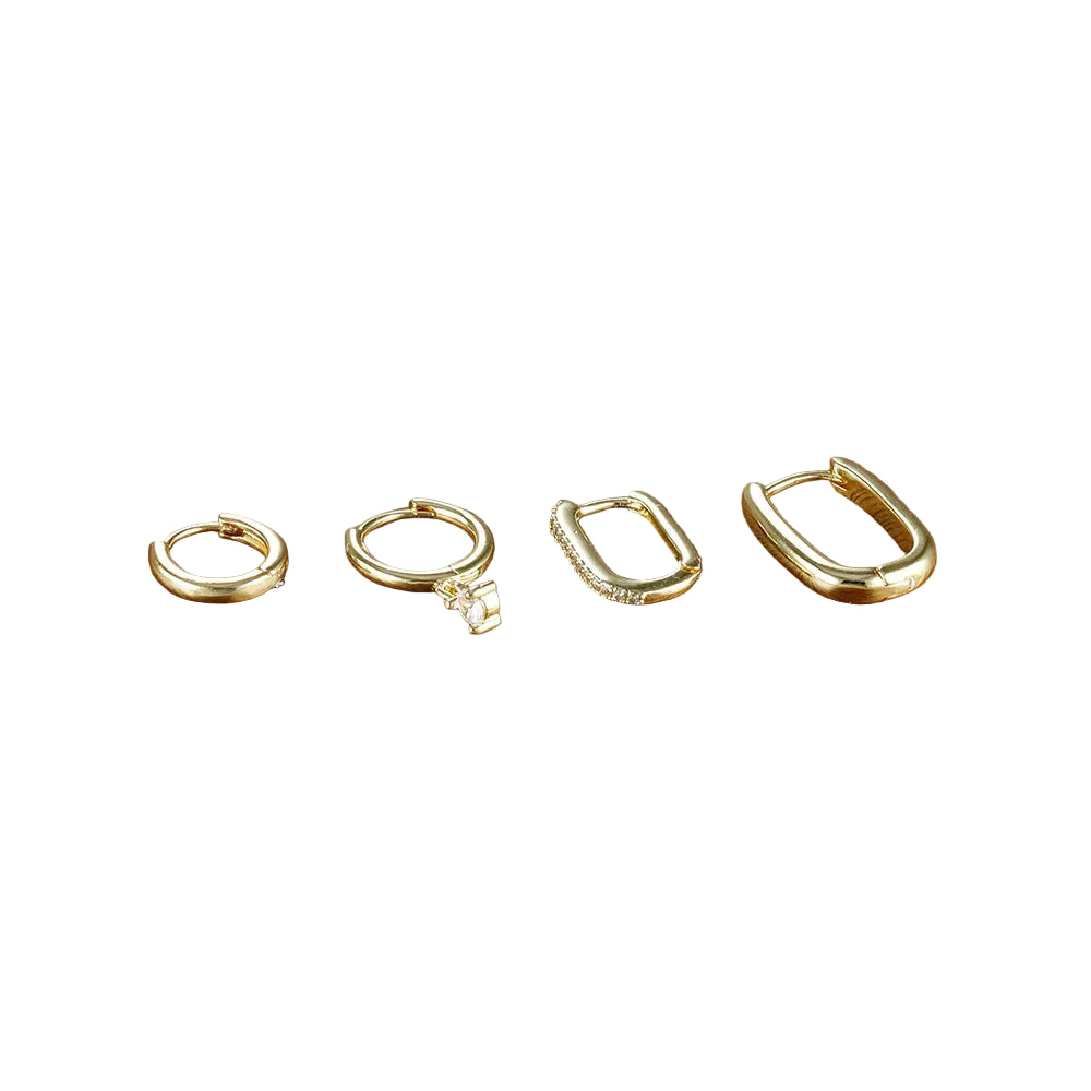 4pcs Gold Plated Hoop Set