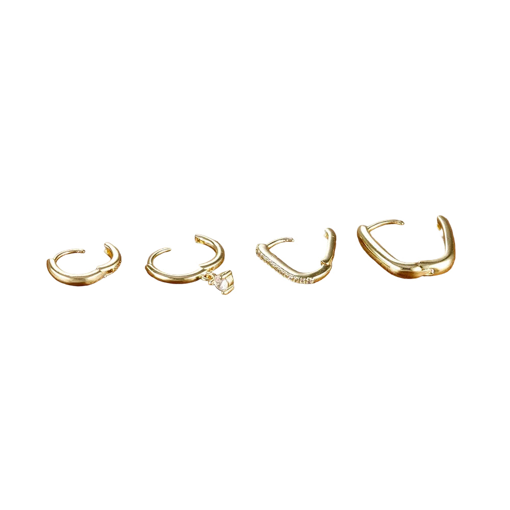 4pcs Gold Plated Hoop Set