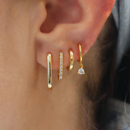 4pcs Gold Plated Hoop Set
