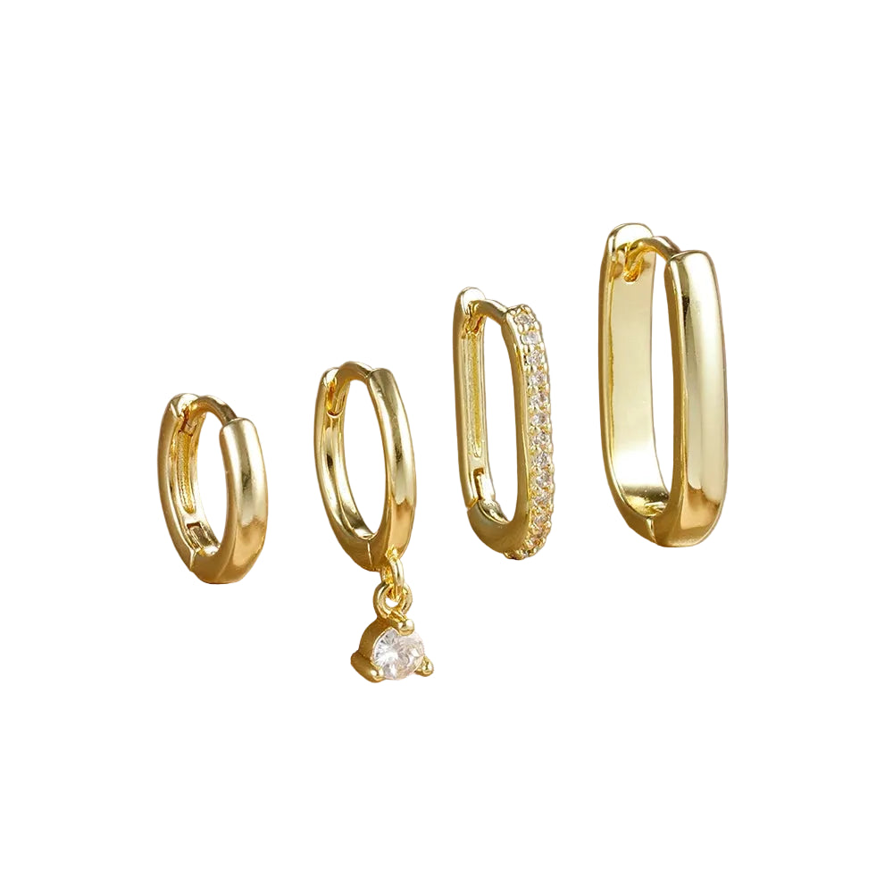 4pcs Gold Plated Hoop Set