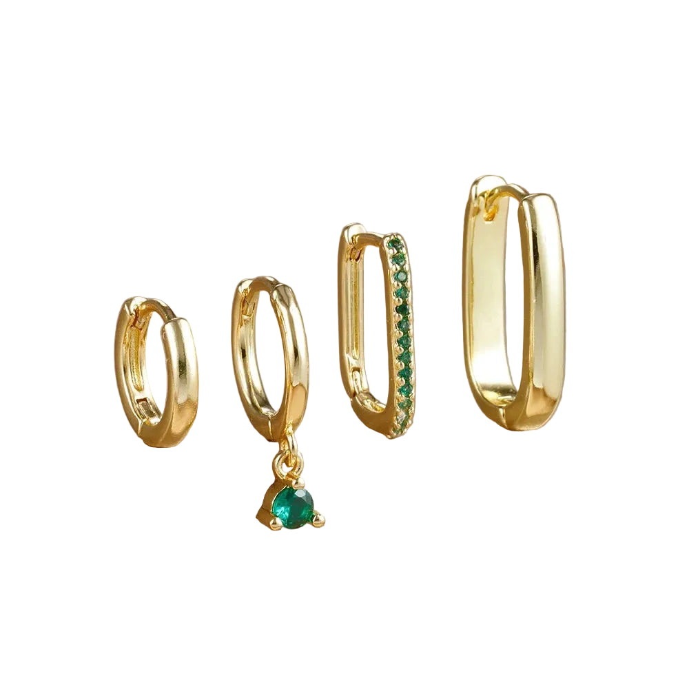 4pcs Gold Plated Hoop Set