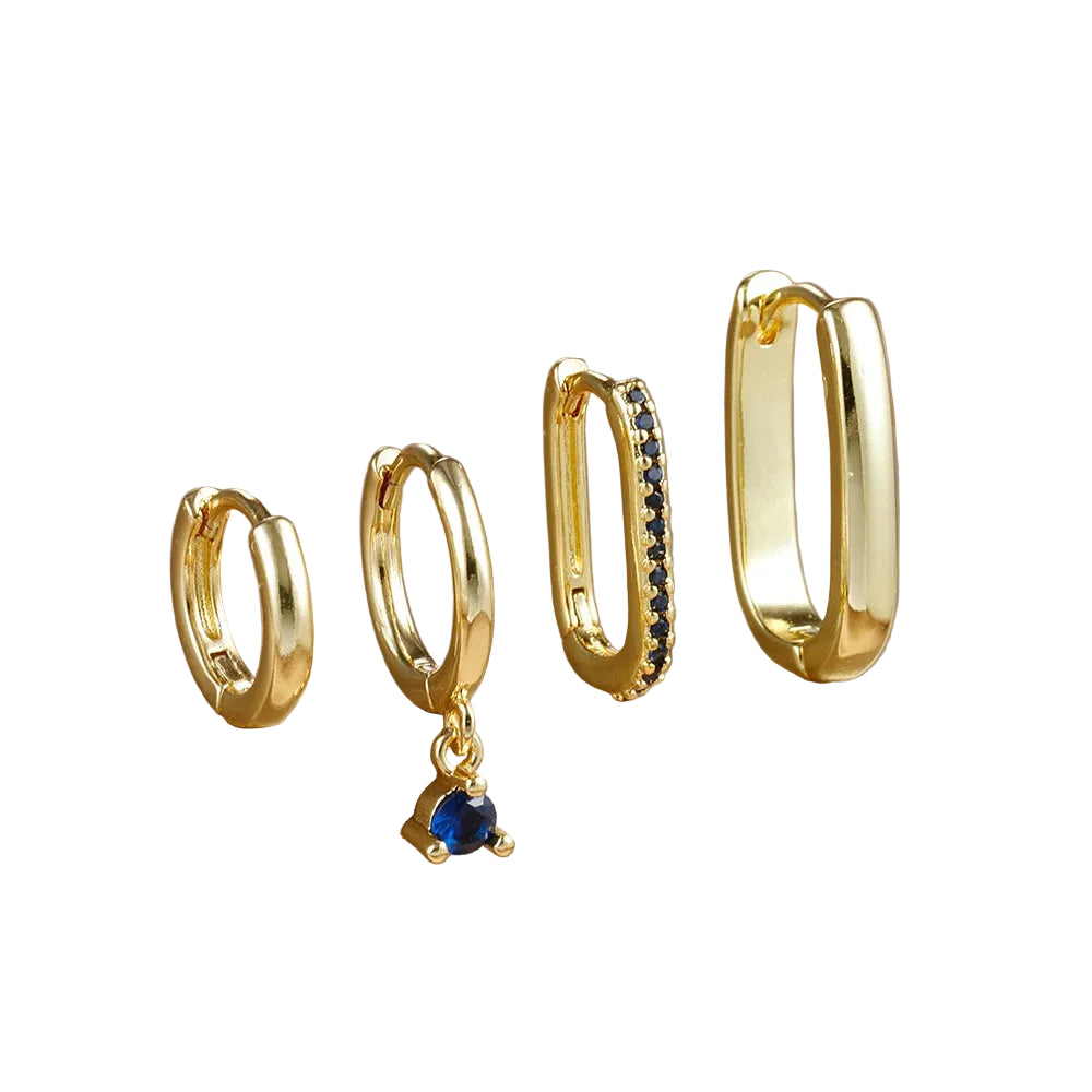 4pcs Gold Plated Hoop Set