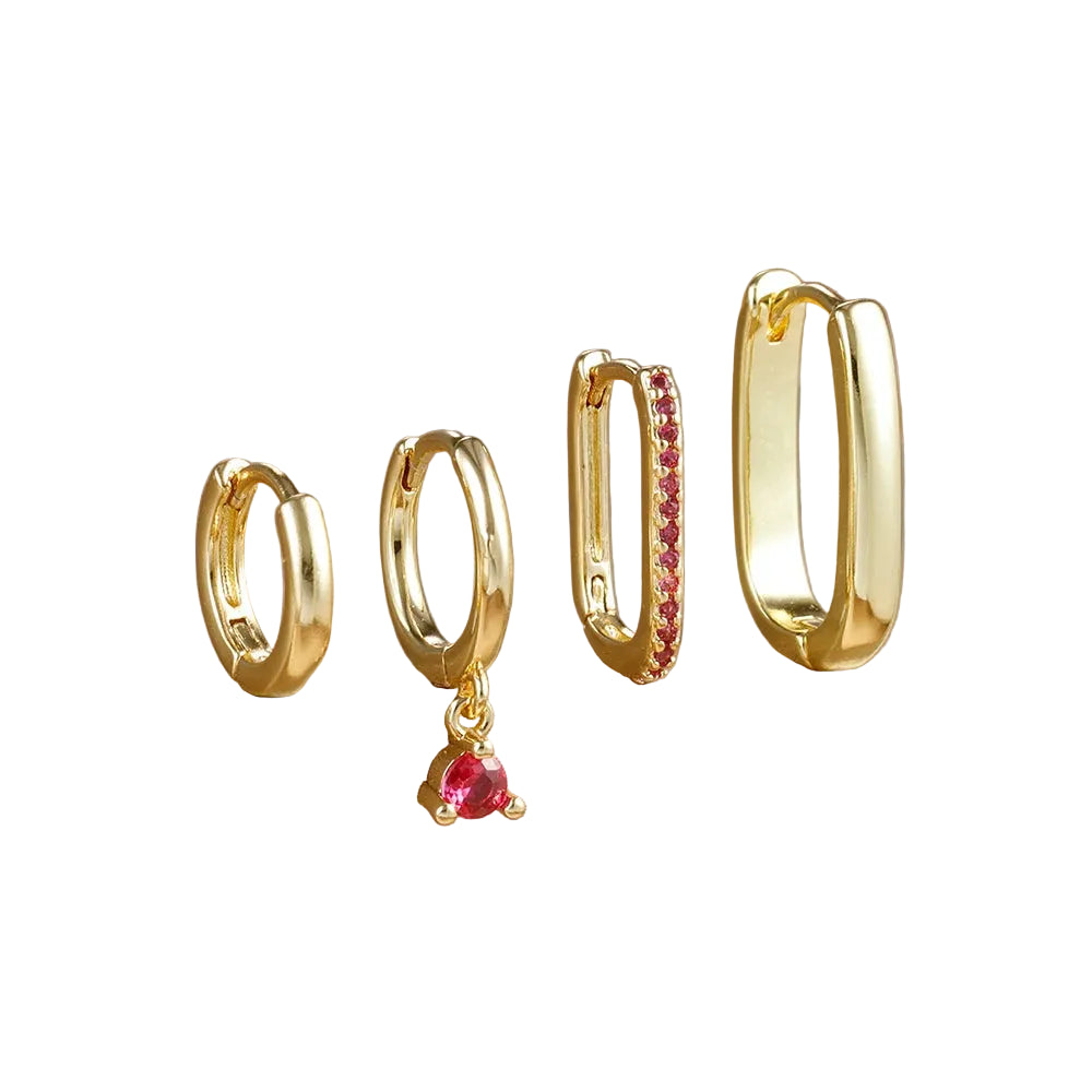 4pcs Gold Plated Hoop Set