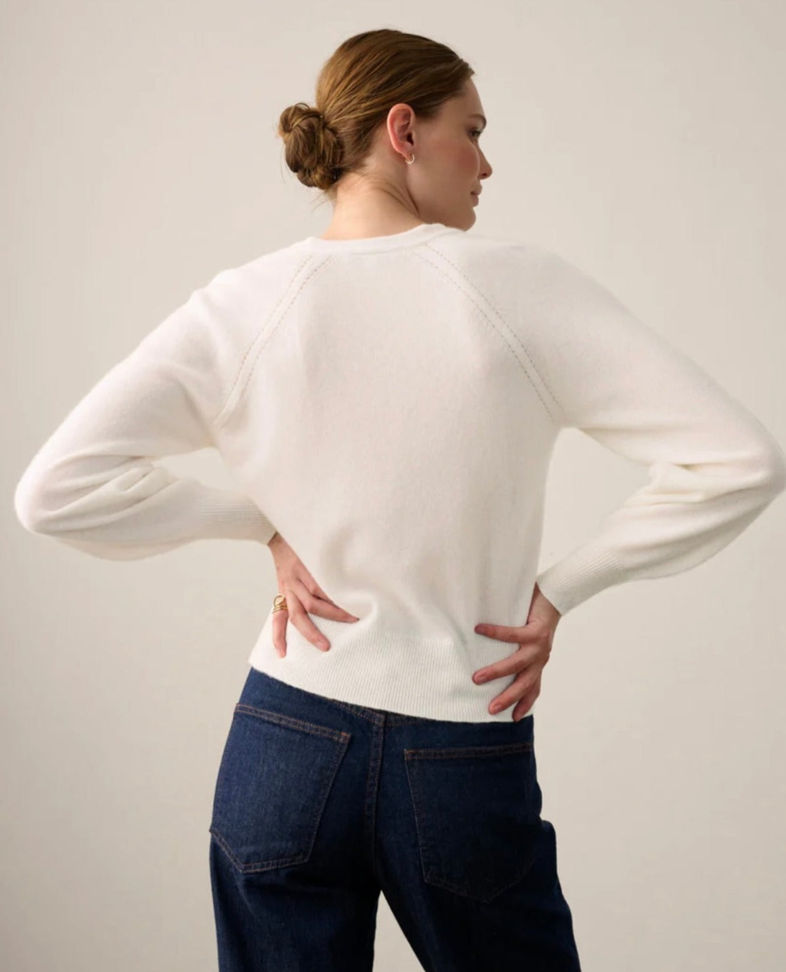 Cashmere Blouson Sleeve V Neck Sweater