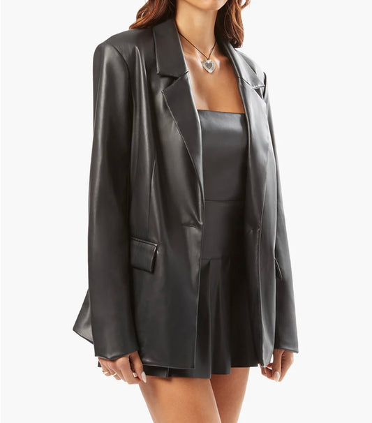 Vegan Leather Blazer