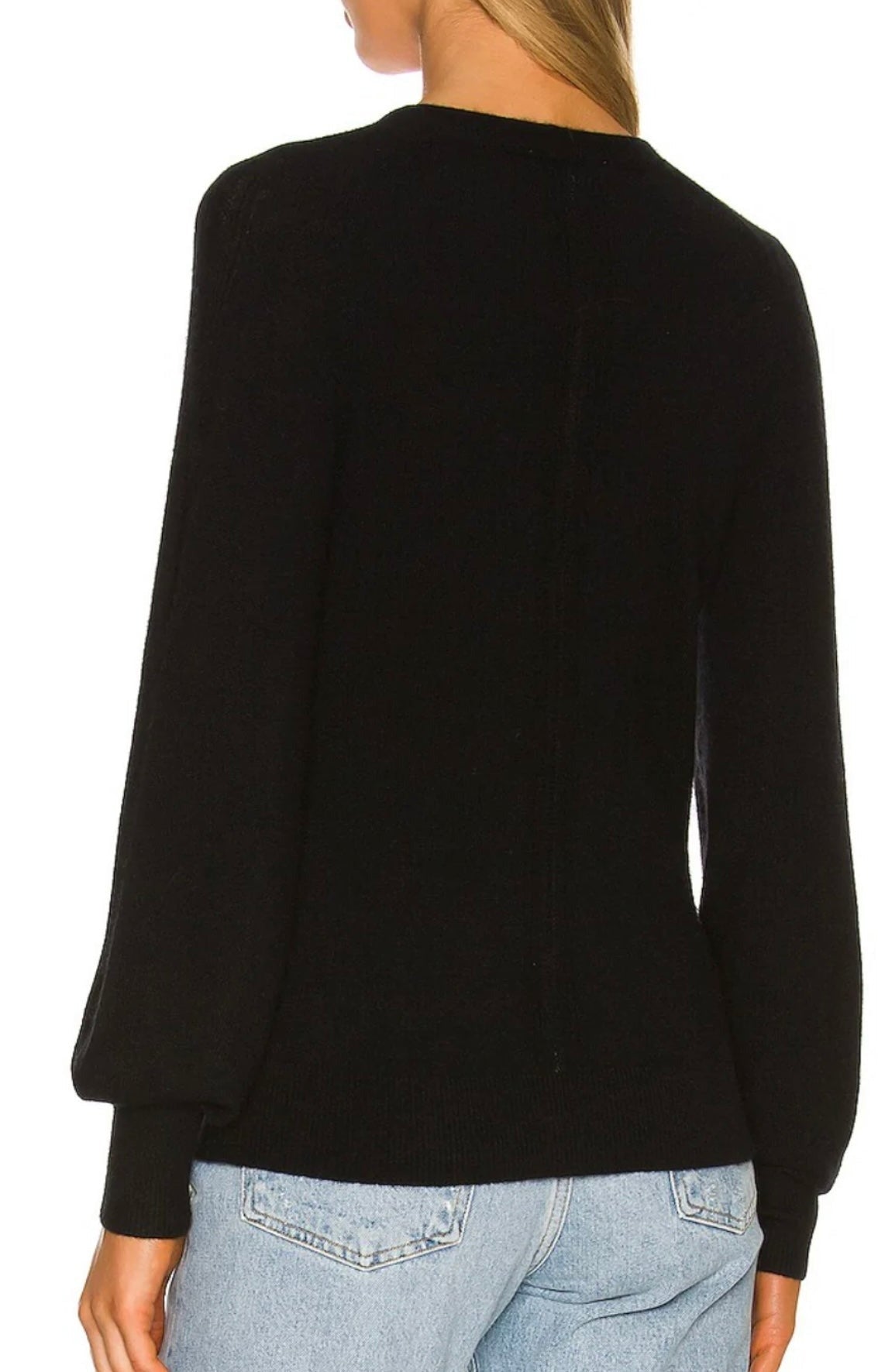 Cashmere Blouson Sleeve V Neck Sweater